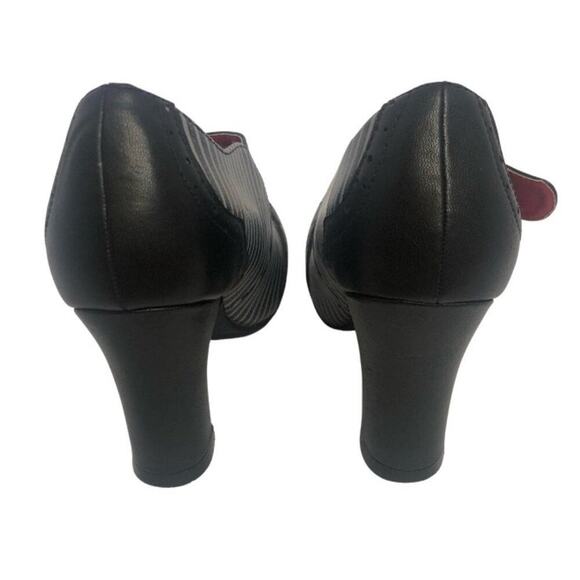 T.U.K. Striped Mary Jane Chunky Heels - Picture 4 of 10